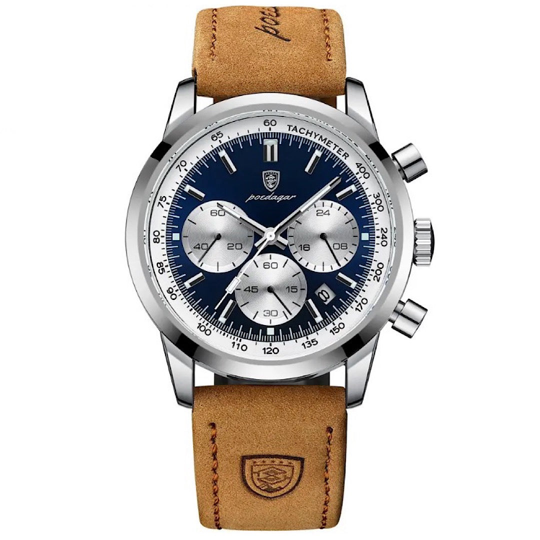 Eclipse 41mm Chronograph Watch - Sapphire Crystal & Leather Strap