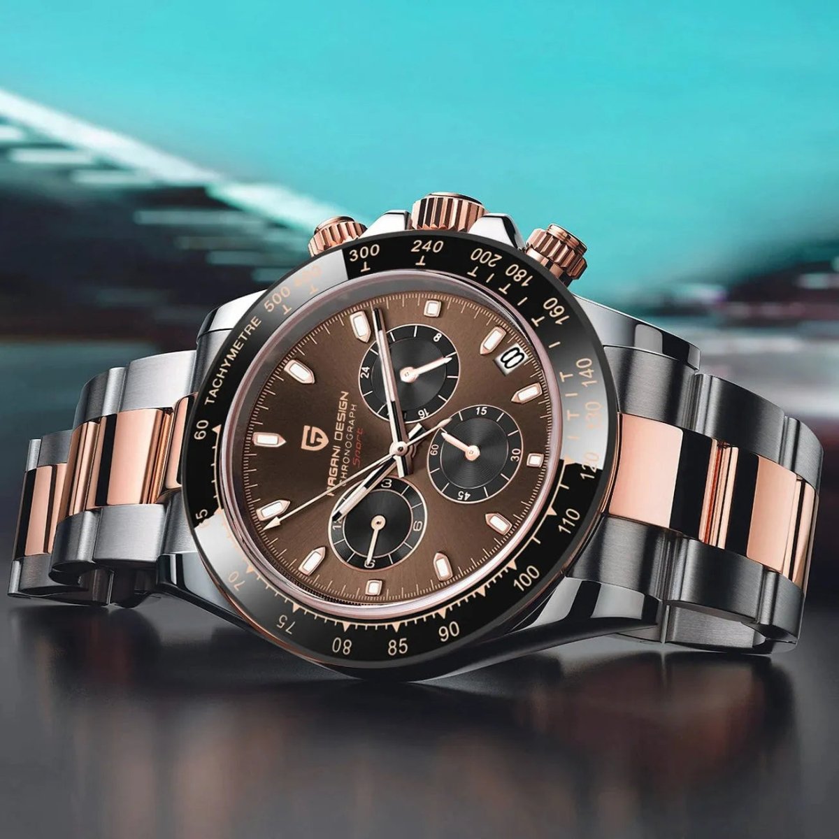 PD-1644 Gold Daytona 40mm Chronograph Watch - Sapphire Crystal & 10 ATM