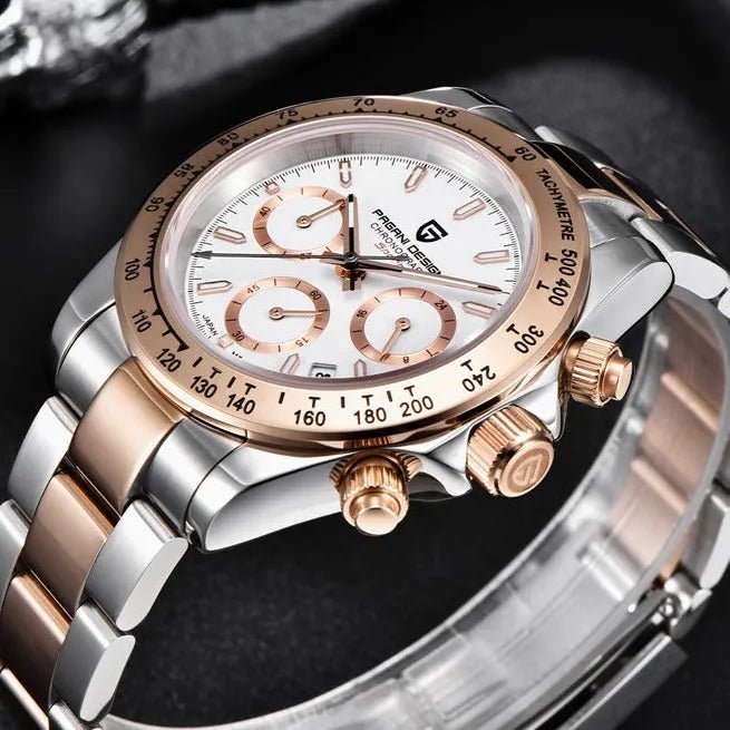 PD-1644 Gold Daytona 40mm Chronograph Watch - Sapphire Crystal & 10 ATM