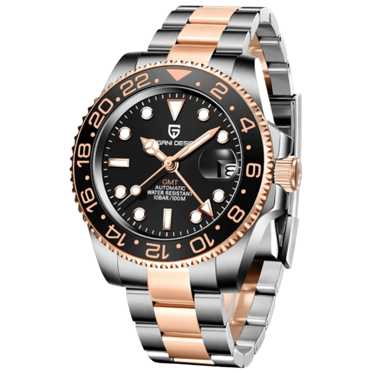 PD-1662 GMT Gold 40mm Automatic Watch - Sapphire Crystal & 10 ATM