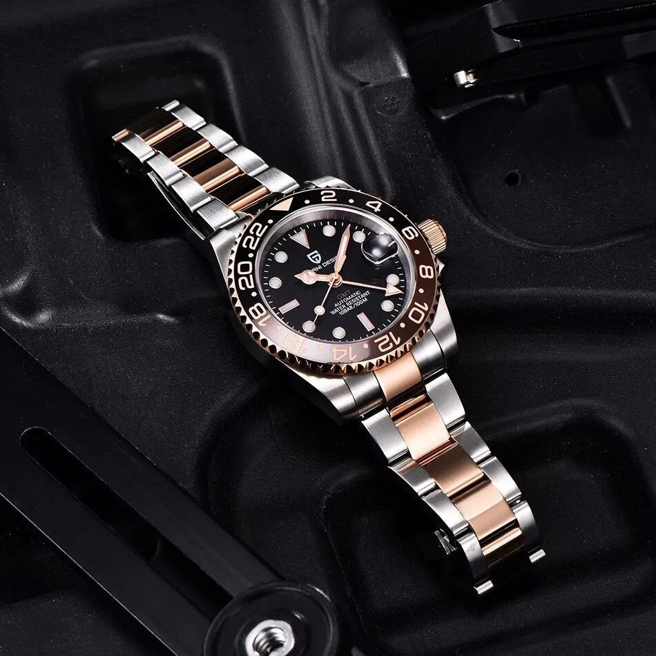 PD-1662 GMT Gold 40mm Automatic Watch - Sapphire Crystal & 10 ATM