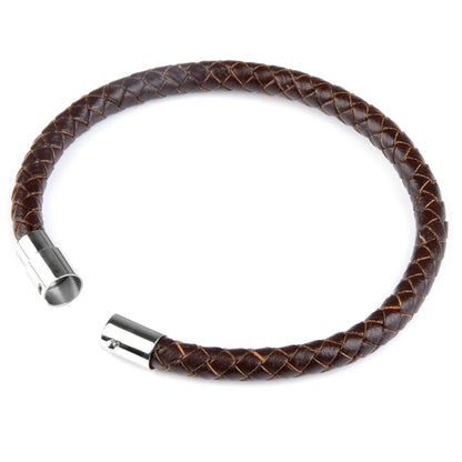 Tickhaus®  Braided Leather Bracelet with Stainless Steel Clasp