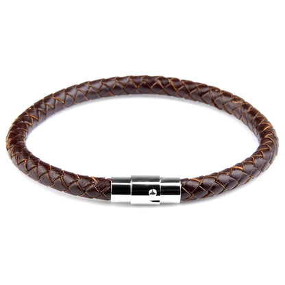Tickhaus®  Braided Leather Bracelet with Stainless Steel Clasp