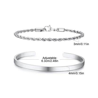 Tickhaus®  Dual Stainless Steel Bracelets Set