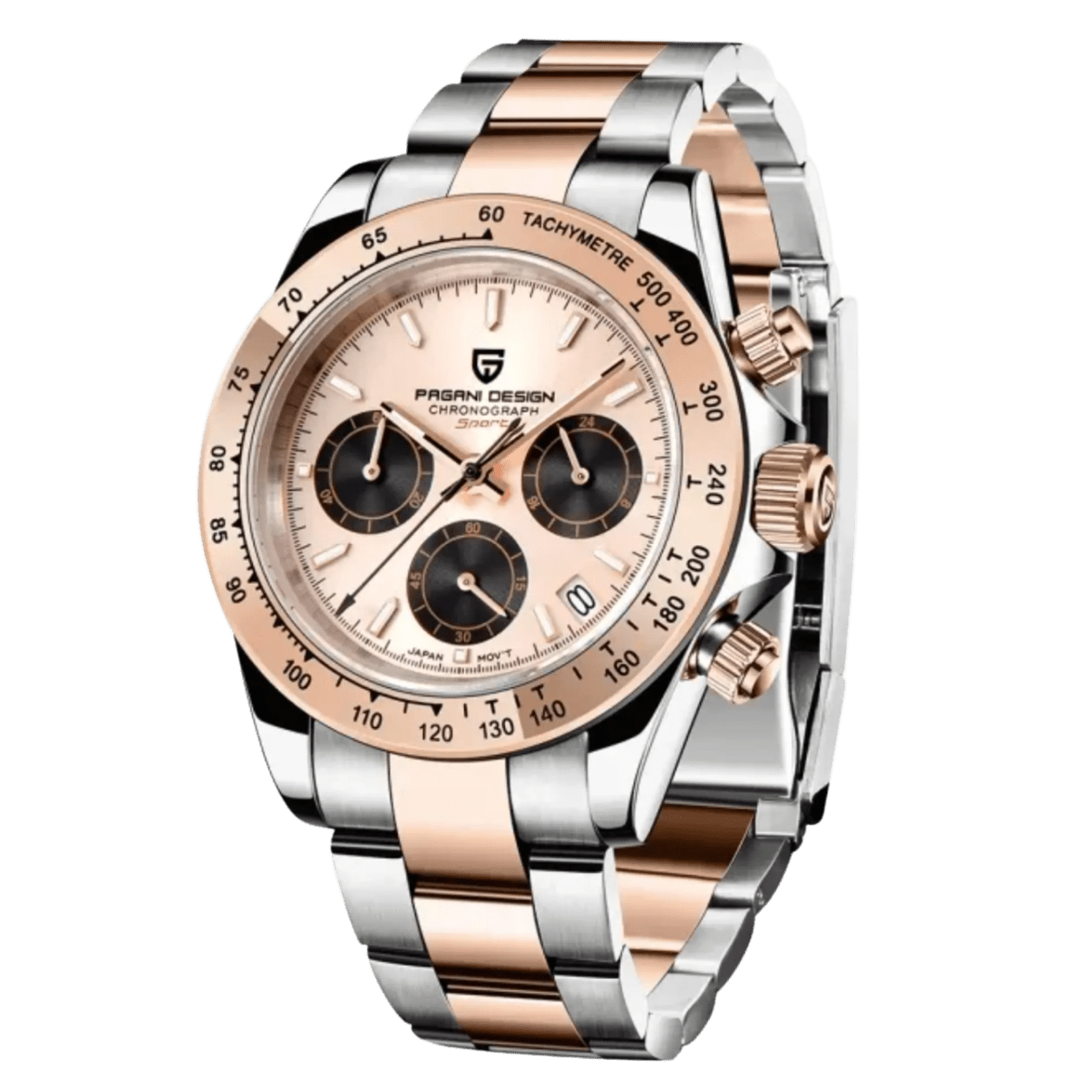 PD-1644 Gold Daytona 40mm Chronograph Watch - Sapphire Crystal & 10 ATM