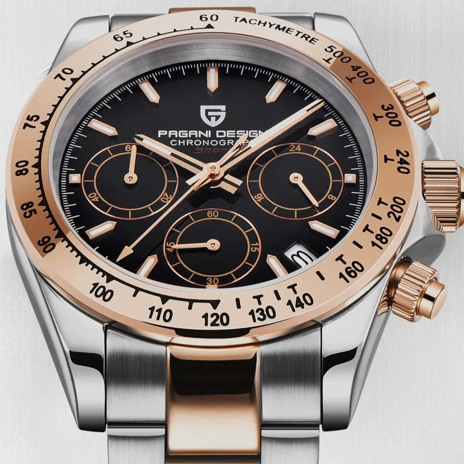 PD-1644 Gold Daytona 40mm Chronograph Watch - Sapphire Crystal & 10 ATM