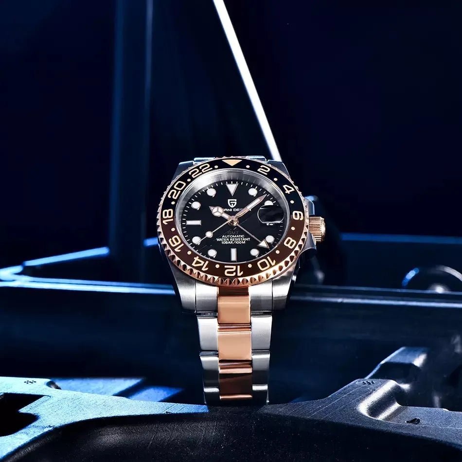 PD-1662 GMT Gold 40mm Automatic Watch - Sapphire Crystal & 10 ATM