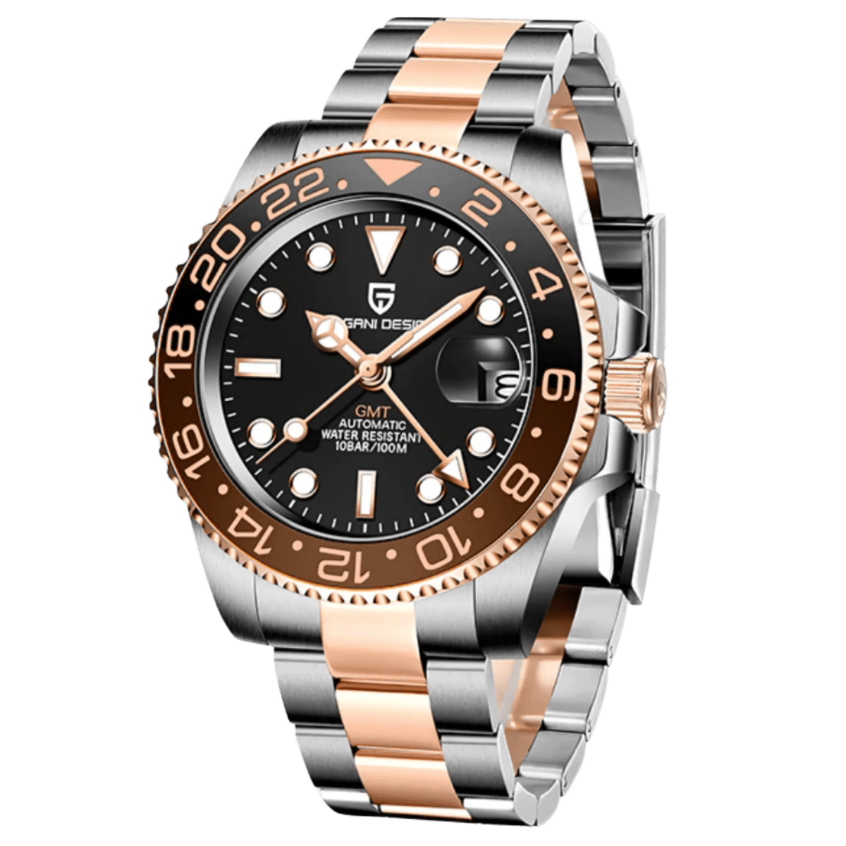 PD-1662 GMT Gold 40mm Automatic Watch - Sapphire Crystal & 10 ATM